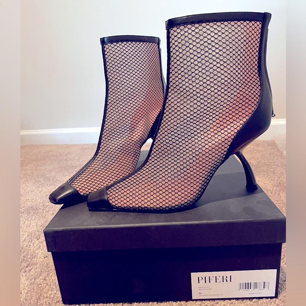 Pferi Merlin 85mm Heel Mesh Boots - Black View 3